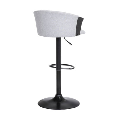Light Gray And Black Fabric And Metal Adjustable Height Swivel Bar Chair HomeRoots
