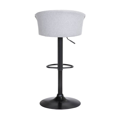 Light Gray And Black Fabric And Metal Adjustable Height Swivel Bar Chair HomeRoots