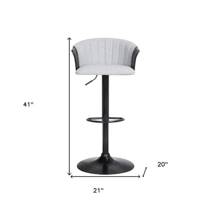 Light Gray And Black Fabric And Metal Adjustable Height Swivel Bar Chair HomeRoots