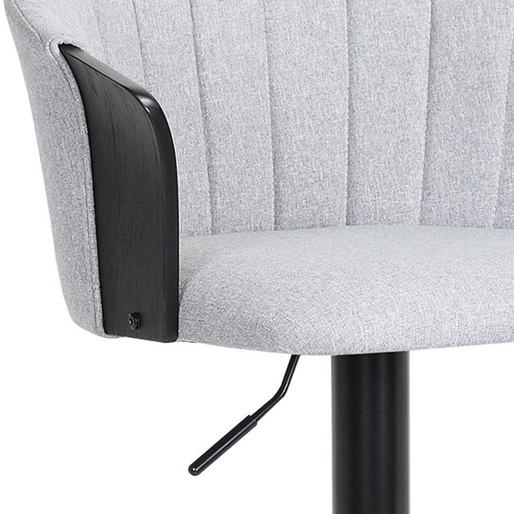 Light Gray And Black Fabric And Metal Adjustable Height Swivel Bar Chair HomeRoots