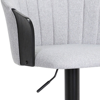 Light Gray And Black Fabric And Metal Adjustable Height Swivel Bar Chair HomeRoots