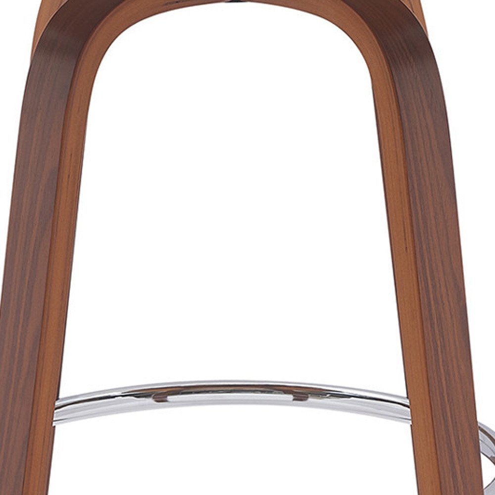 26" Cream And Brown Faux Leather And Fabric And Wood Low Back Counter Height Swivel Bar Chair HomeRoots