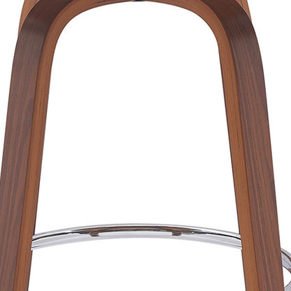 26" Cream And Brown Faux Leather And Fabric And Wood Low Back Counter Height Swivel Bar Chair HomeRoots