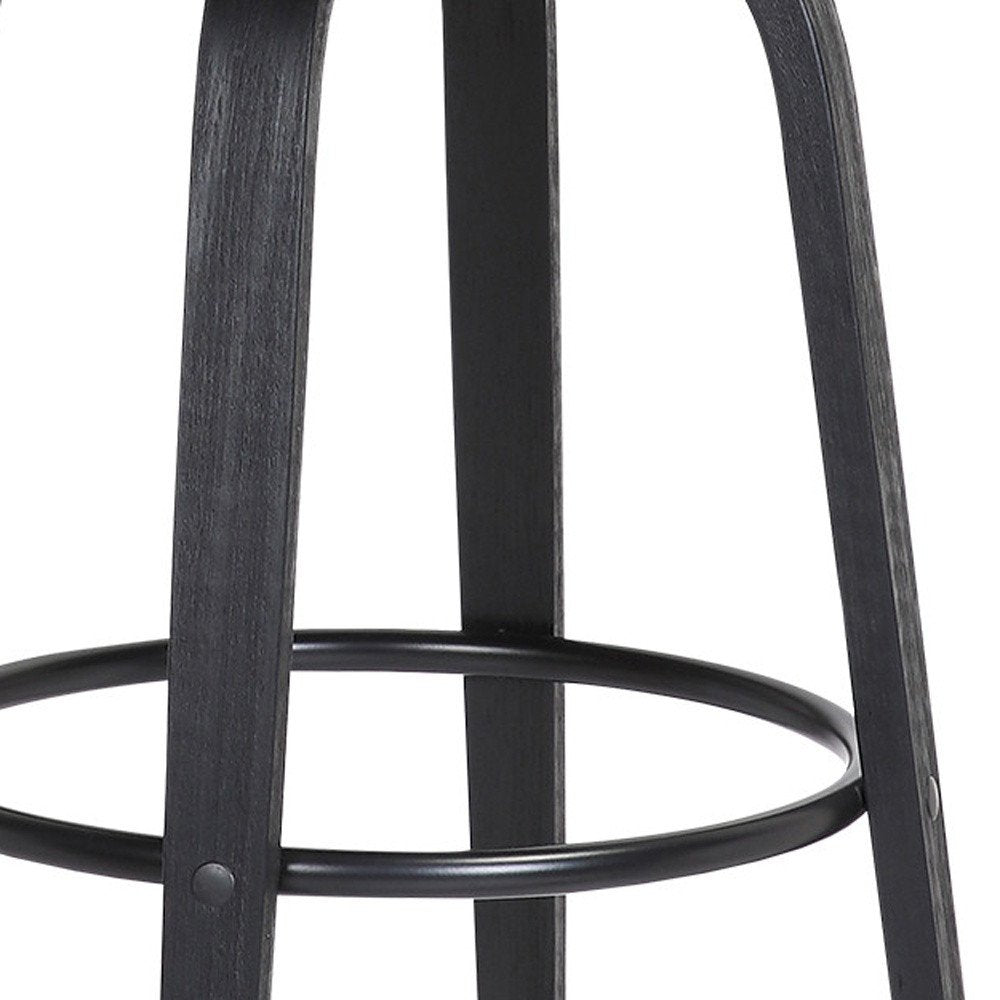 26" Light Gray And Black Fabric And Wood Low Back Counter Height Swivel Bar Chair HomeRoots