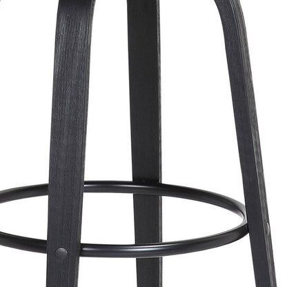 26" Light Gray And Black Fabric And Wood Low Back Counter Height Swivel Bar Chair HomeRoots