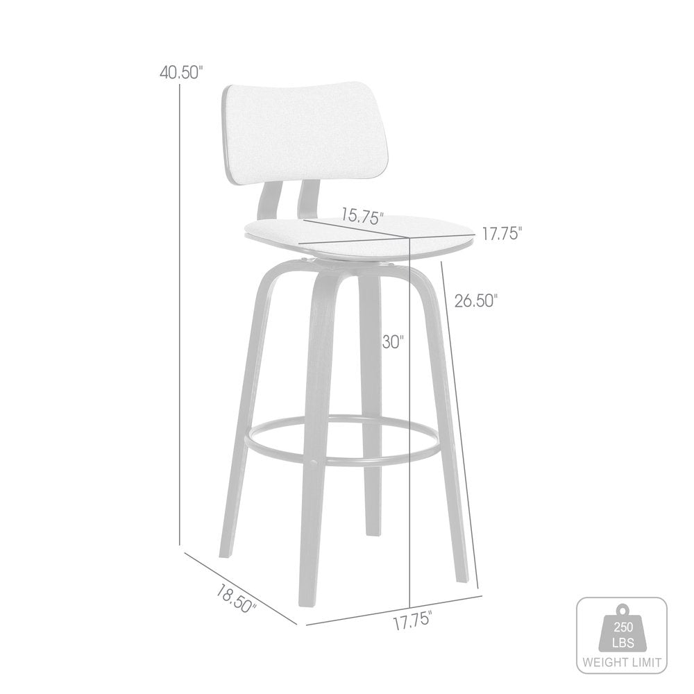 30" Light Gray And Black Fabric Swivel Low Back Bar Height Bar Chair HomeRoots