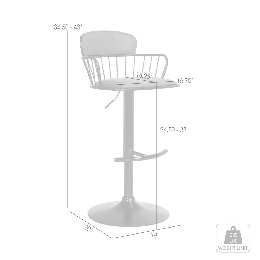 Gray and Black Faux Leather with Metal Swivel Low Back Adjustable Height Bar Chair HomeRoots