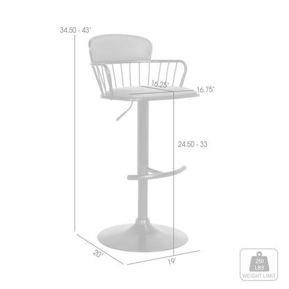 Gray and Black Faux Leather with Metal Swivel Low Back Adjustable Height Bar Chair HomeRoots