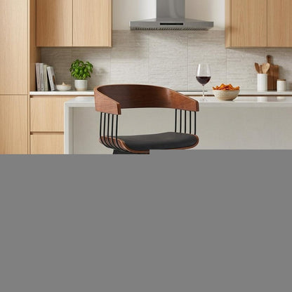 27" Gray and Black Faux Leather with Metal Swivel Counter Height Bar Chair HomeRoots