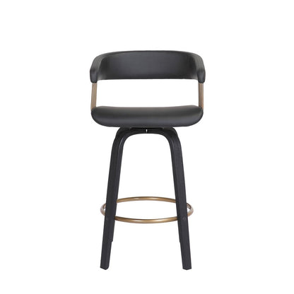 26" Black Faux Leather Swivel Counter Height Bar Chair
