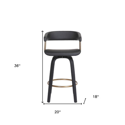 26" Black Faux Leather Swivel Counter Height Bar Chair