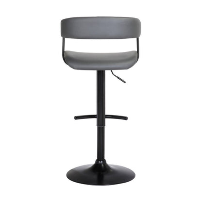 Gray And Black Faux Leather And Fabric And Metal Adjustable Height Swivel Bar Chair HomeRoots