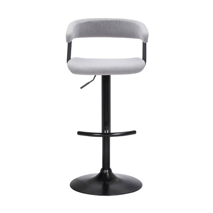 Light Gray And Black Fabric And Metal Adjustable Height Swivel Bar Chair HomeRoots
