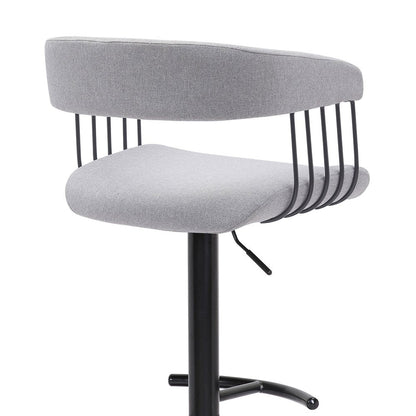 Light Gray And Black Fabric And Metal Adjustable Height Swivel Bar Chair HomeRoots