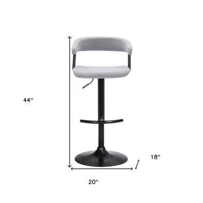 Light Gray And Black Fabric And Metal Adjustable Height Swivel Bar Chair HomeRoots