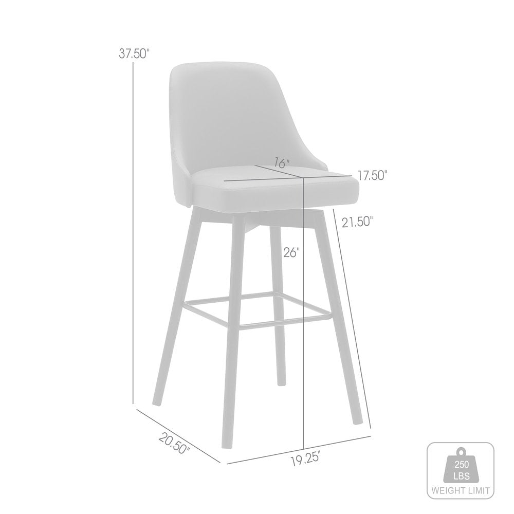 26" Gray and Black Faux Leather with Solid Wood Swivel Counter Height Bar Chair HomeRoots