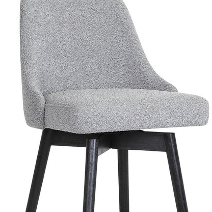 26" Light Gray And Black Fabric And Solid Wood Counter Height Swivel Bar Chair HomeRoots