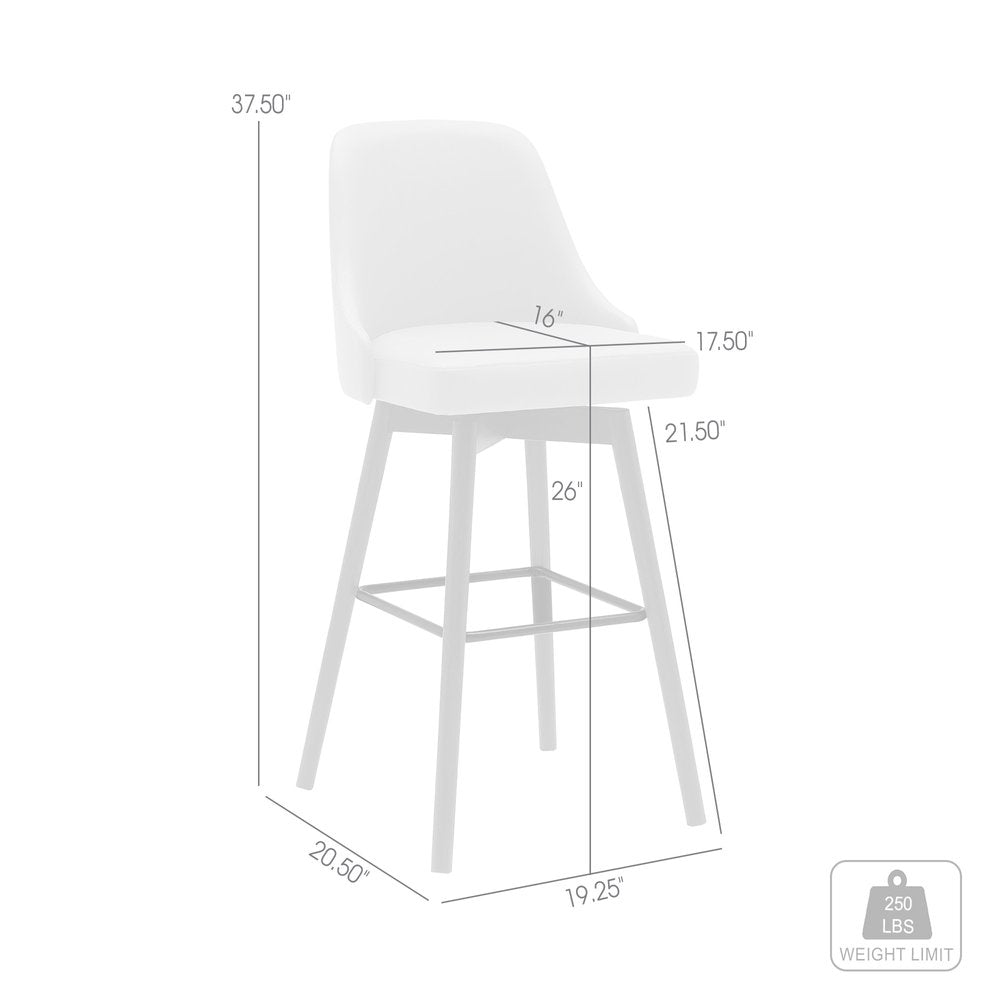26" Cream and Wood Brown Faux Leather with Solid Wood Swivel Counter Height Bar Chair HomeRoots