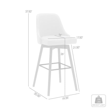 26" Cream and Wood Brown Faux Leather with Solid Wood Swivel Counter Height Bar Chair HomeRoots