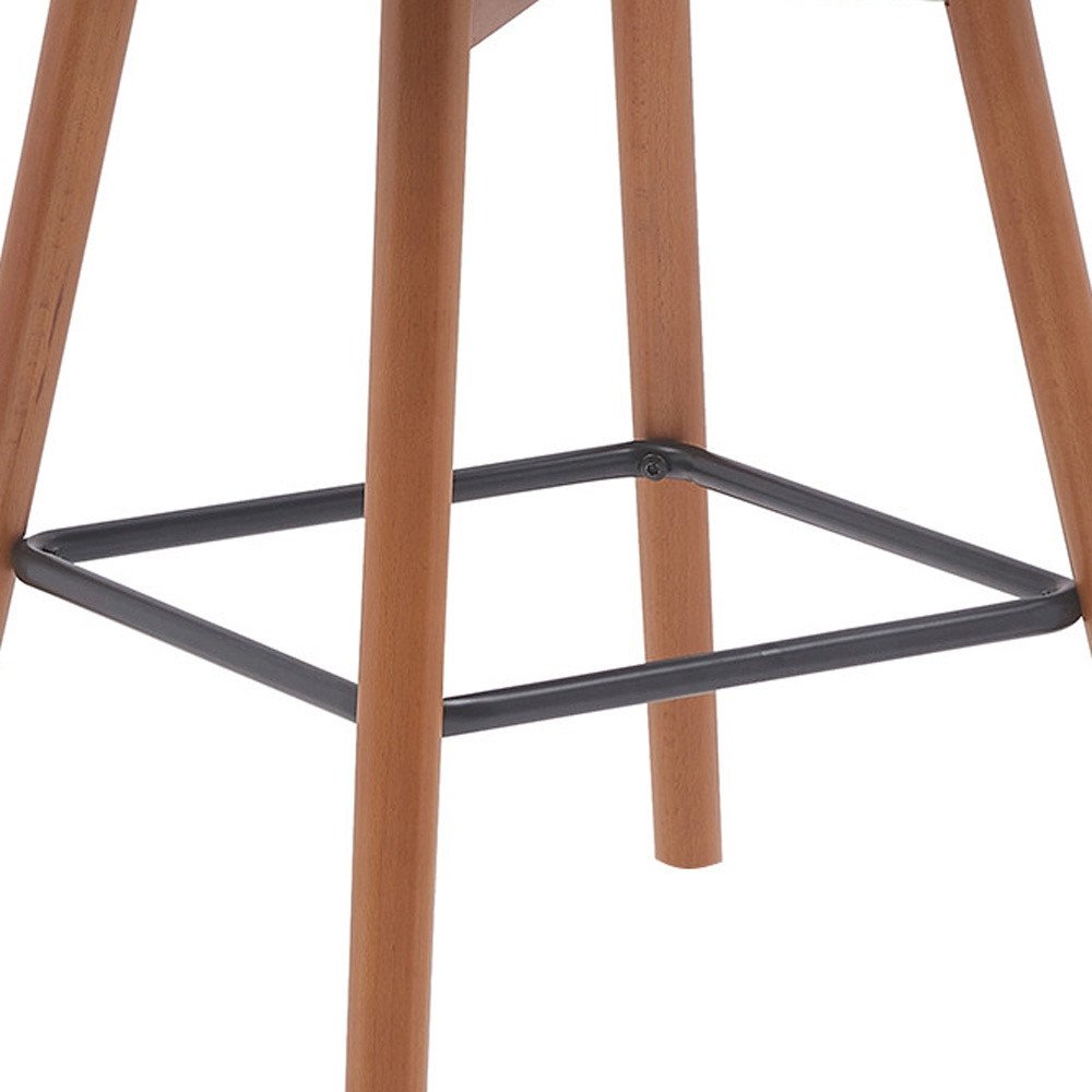 26" Cream And Brown Faux Leather And Fabric And Solid Wood Counter Height Swivel Bar Chair HomeRoots