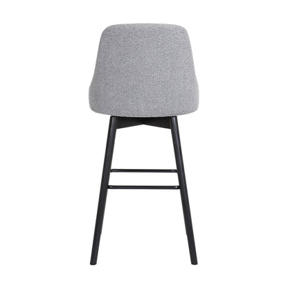 30" Light Gray And Black Fabric And Solid Wood Bar Height Swivel Bar Chair HomeRoots