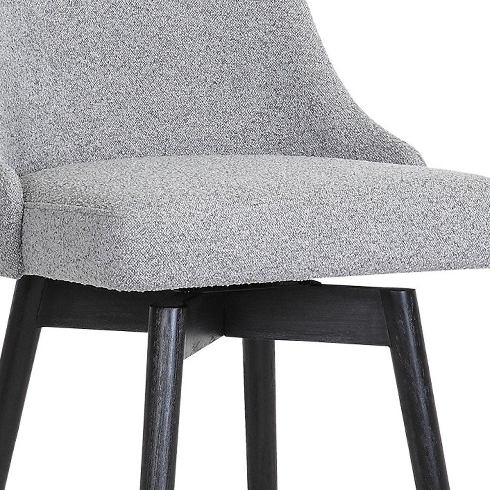 30" Light Gray And Black Fabric And Solid Wood Bar Height Swivel Bar Chair HomeRoots