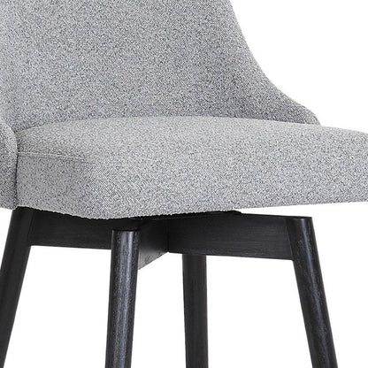 30" Light Gray And Black Fabric And Solid Wood Bar Height Swivel Bar Chair HomeRoots