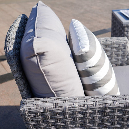 Five Piece Gray Rattan Sofa Seating Group With Fire Pit And Table HomeRoots