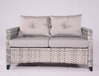 Six Piece Gray Rattan Sofa Seating Group With Fire Pit And Table HomeRoots