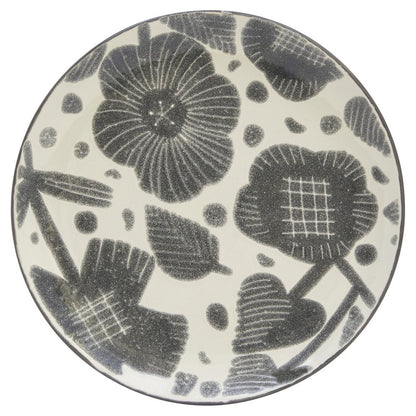 Gray and Ivory Sixteen Piece Round Floral Ceramic Service For Four Dinnerware Set HomeRoots