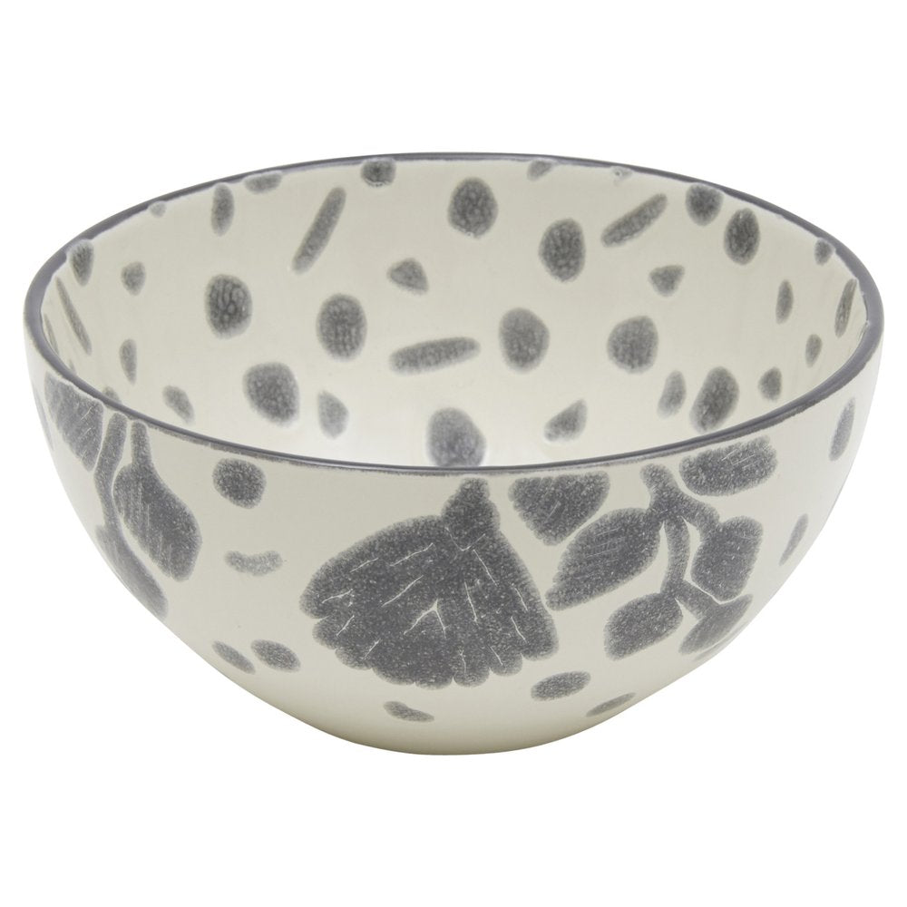 Gray and Ivory Sixteen Piece Round Floral Ceramic Service For Four Dinnerware Set HomeRoots