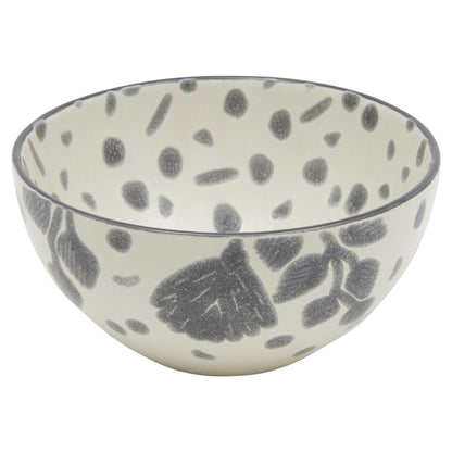 Gray and Ivory Sixteen Piece Round Floral Ceramic Service For Four Dinnerware Set HomeRoots