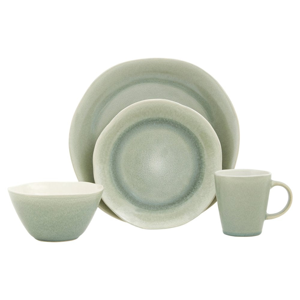 Sage Sixteen Piece Ceramic Service For Four Dinnerware Set HomeRoots