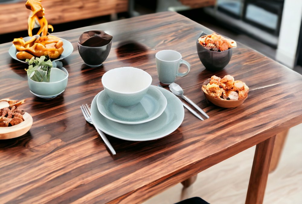 Sage Sixteen Piece Ceramic Service For Four Dinnerware Set HomeRoots