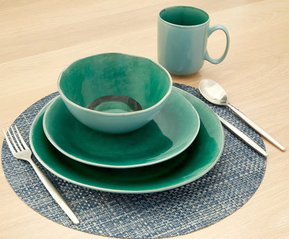 Green Sixteen Piece Ceramic Service For Four Dinnerware Set HomeRoots