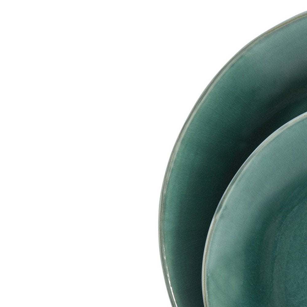 Green Sixteen Piece Ceramic Service For Four Dinnerware Set HomeRoots