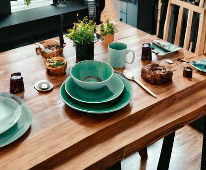 Green Sixteen Piece Ceramic Service For Four Dinnerware Set HomeRoots