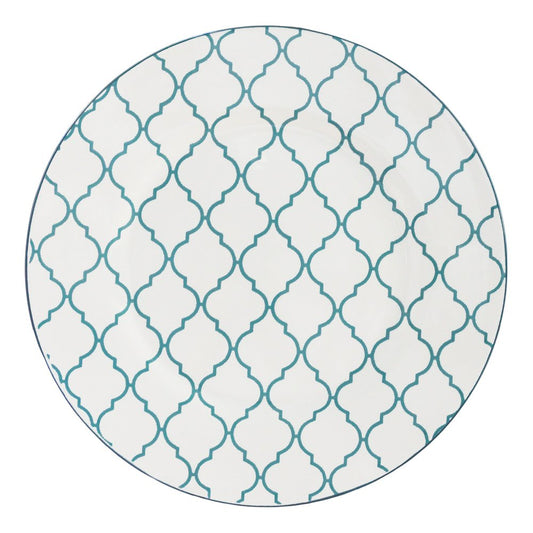 Turquoise Sixteen Piece Round Trellis Ceramic Service For Four Dinnerware Set HomeRoots