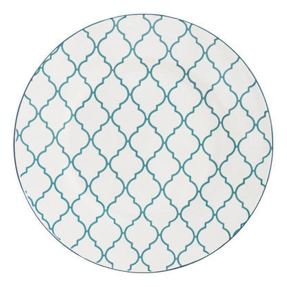 Turquoise Sixteen Piece Round Trellis Ceramic Service For Four Dinnerware Set HomeRoots