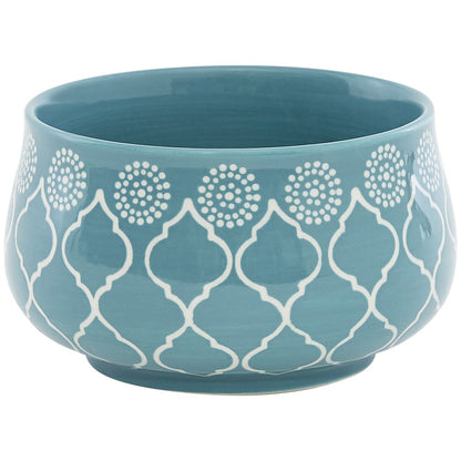 Turquoise Sixteen Piece Round Trellis Ceramic Service For Four Dinnerware Set HomeRoots