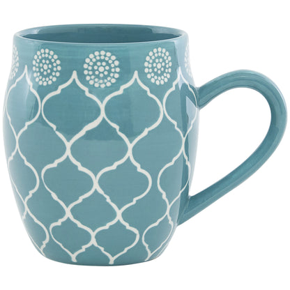 Turquoise Sixteen Piece Round Trellis Ceramic Service For Four Dinnerware Set