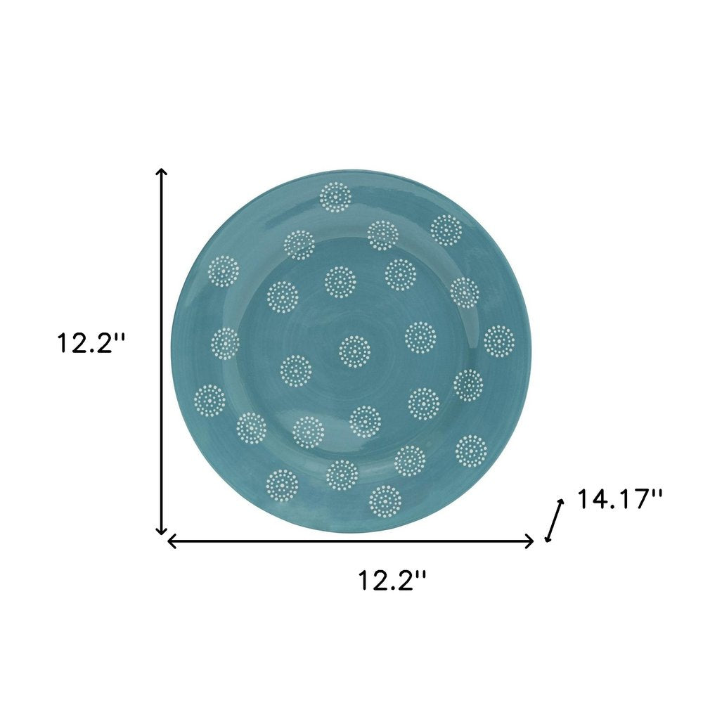 Turquoise Sixteen Piece Round Trellis Ceramic Service For Four Dinnerware Set HomeRoots