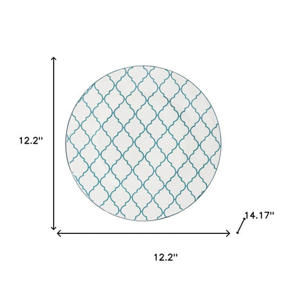 Turquoise Sixteen Piece Round Trellis Ceramic Service For Four Dinnerware Set HomeRoots