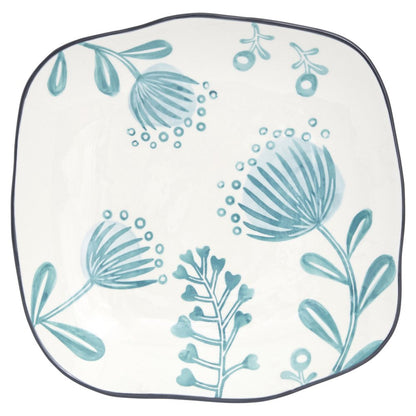Blue and White Sixteen Piece Round Floral Ceramic Service For Four Dinnerware Set HomeRoots