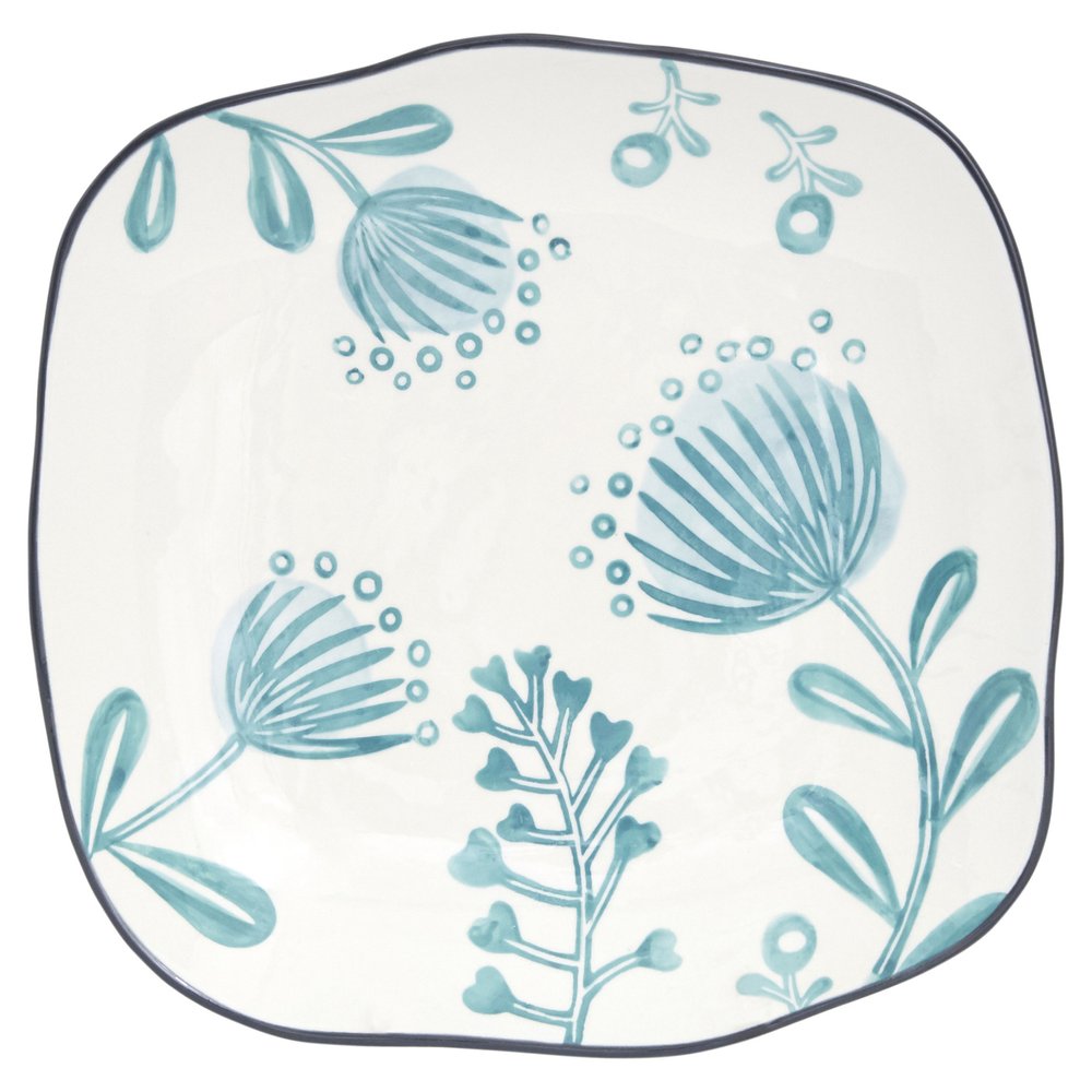 Blue and White Sixteen Piece Round Floral Ceramic Service For Four Dinnerware Set HomeRoots