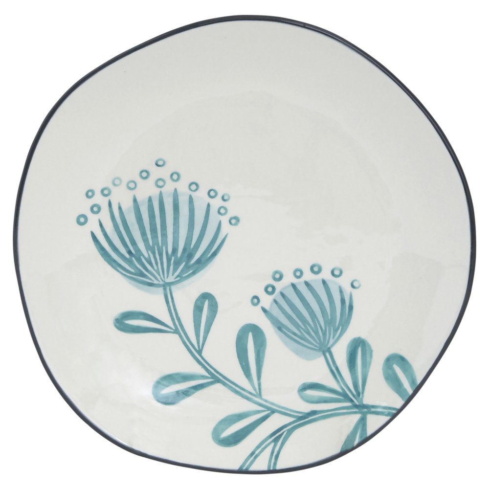 Blue and White Sixteen Piece Round Floral Ceramic Service For Four Dinnerware Set HomeRoots