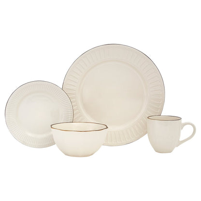 Ivory Sixteen Piece Ceramic Service For Four Dinnerware Set HomeRoots