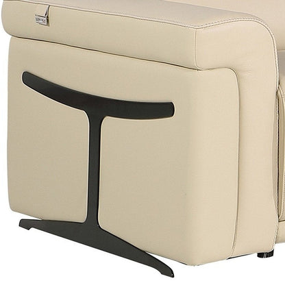 Beige Italian Leather Modular L Shaped Five Piece Corner Sectional HomeRoots