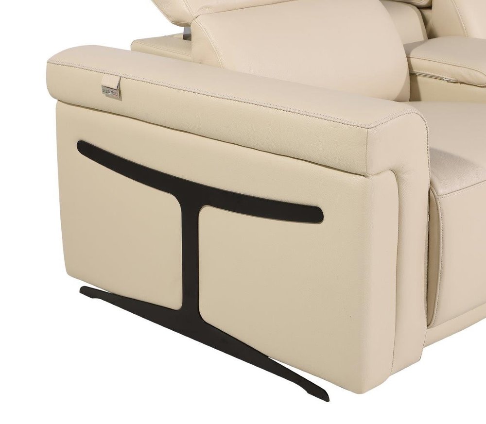 Beige Italian Leather Modular L Shaped Five Piece Corner Sectional HomeRoots