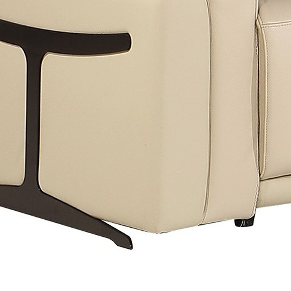 Beige Italian Leather Modular L Shaped Seven Piece Corner Sectional With Console HomeRoots